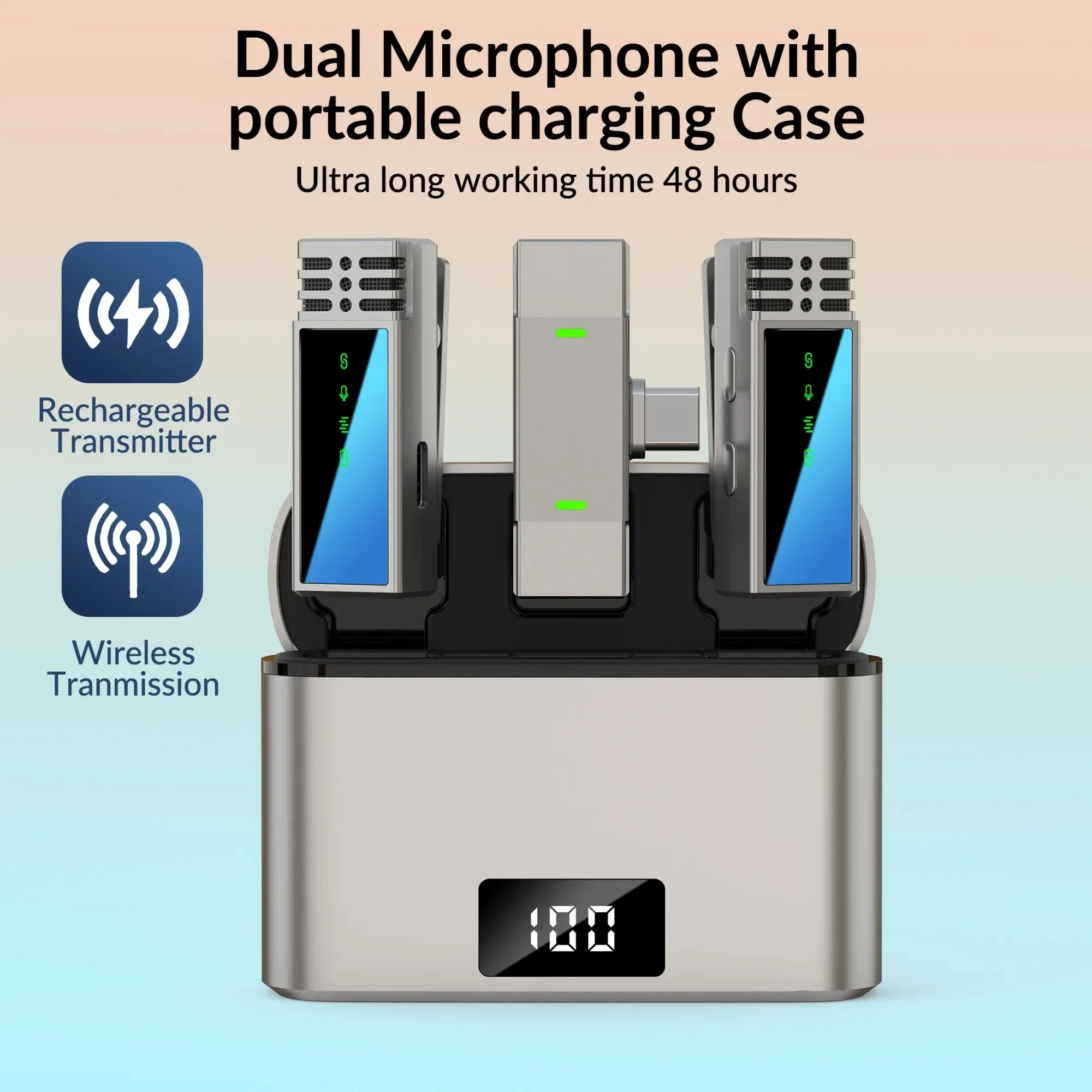 Jmary MW-15 ওয়্যারলেস মাইক্রোফোন | Dual Mic | টাইপ-C মোবাইলের জন্য 2.4G মাইক্রোফোন