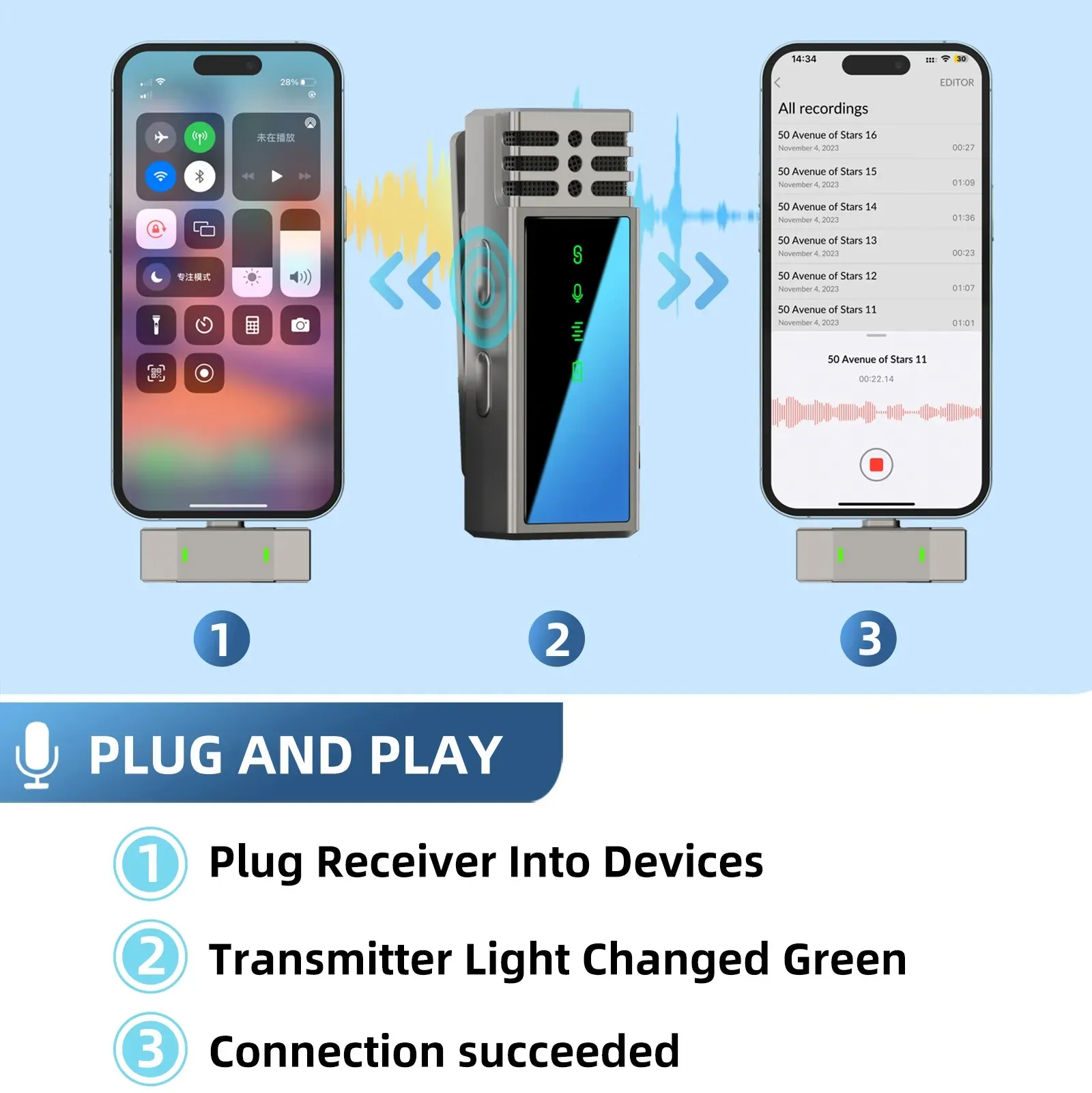 Jmary MW-15 ওয়্যারলেস মাইক্রোফোন | Dual Mic | টাইপ-C মোবাইলের জন্য 2.4G মাইক্রোফোন