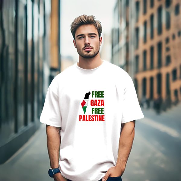 Save GAZA Cotton White T-shirt | ফিলিস্তিনের পাশে দাঁড়ান | ১০০% খাঁটি সুতির তৈরি